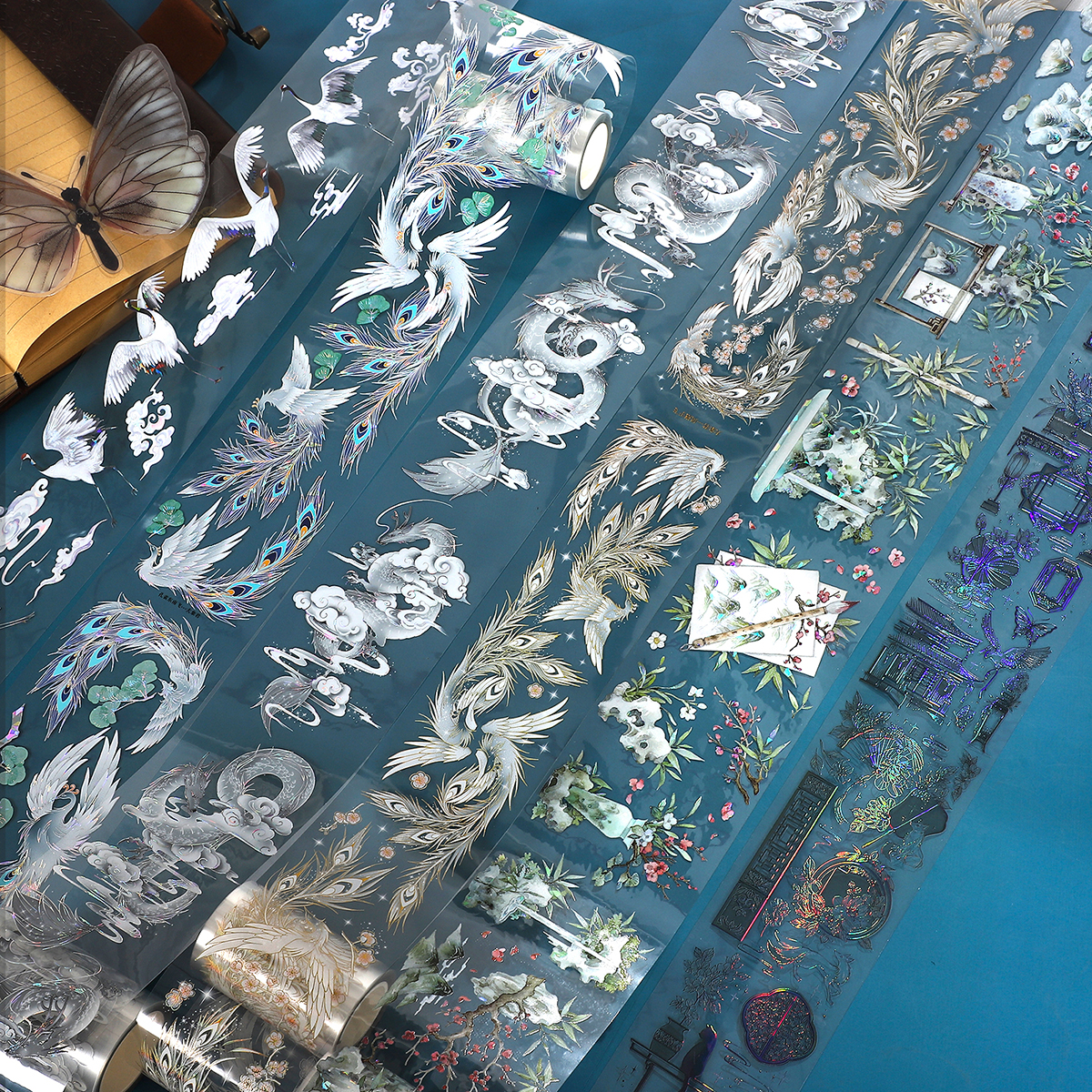 PET 테이프 - 500cm 빈티지 꽃나무 고대 신화 조경