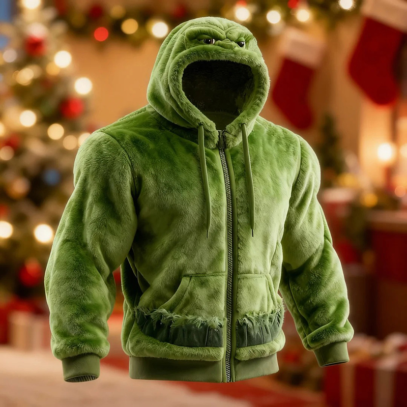 Men's Christmas-themed Comfortable Plush Hooded Sweatshirt elevenforest