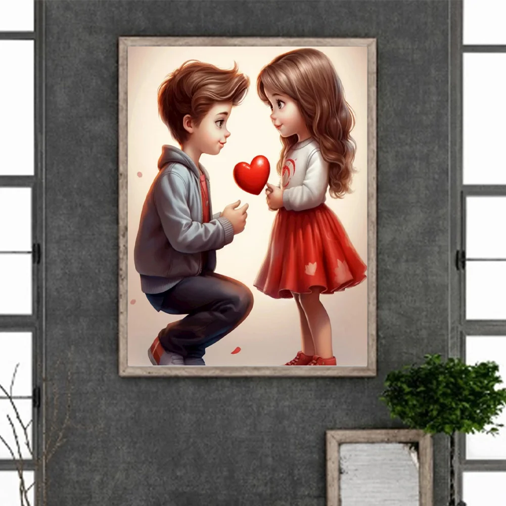 Diamond Painting - Full Round Drill - Kid Sweet Couple(Canvas|30*40cm)