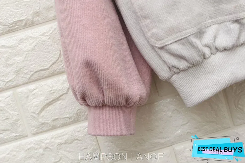 Women matching jacket coat hooded corduroy baseball clothing casual jacket