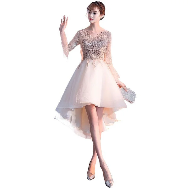 Prom Dresses Evening Gown Female Banquet Short-Length Daily Style Golden Bridesmaid Tuxedo Dress Student