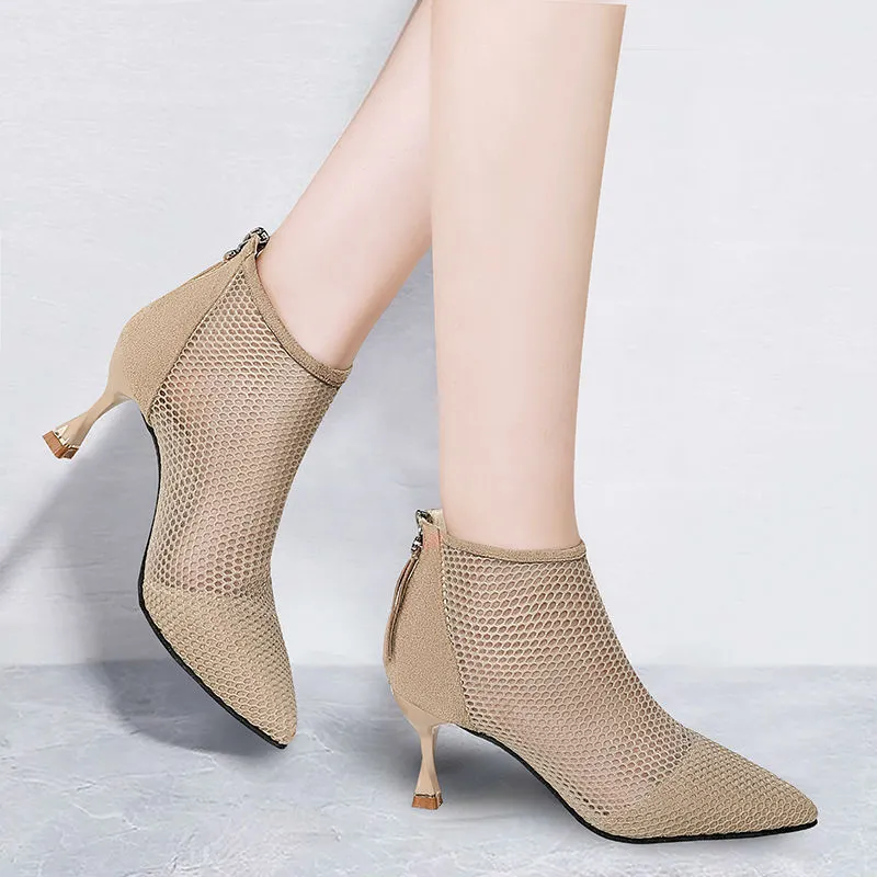 Breakj Breakj Hollow Cool Boots 2023 Spring And Summer New Mesh And Short Boots Tips High Help Zipper