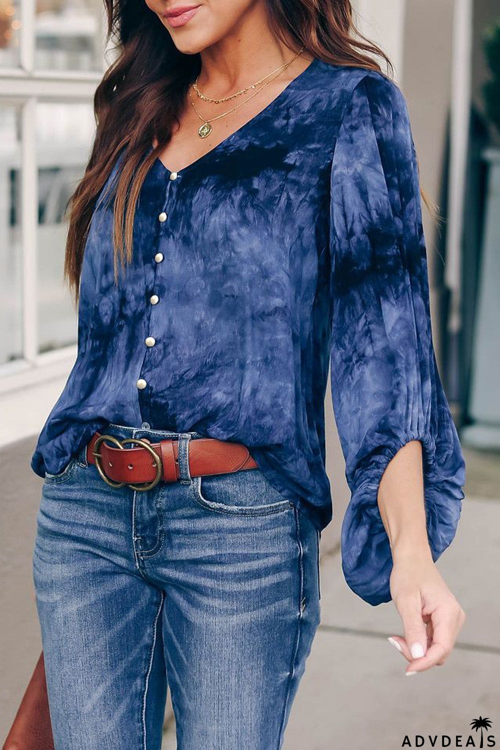 Tie Dye Balloon Sleeve Top