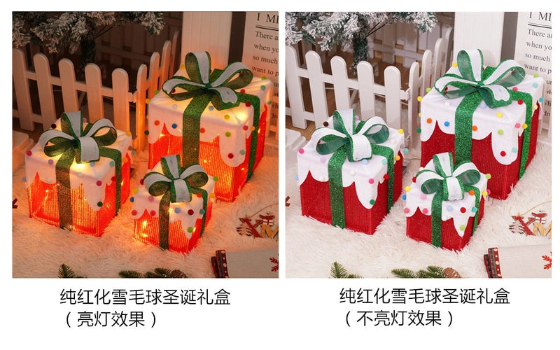 Christmas Cute Gift Box Plastic Indoor Family Gathering Festival Lightings