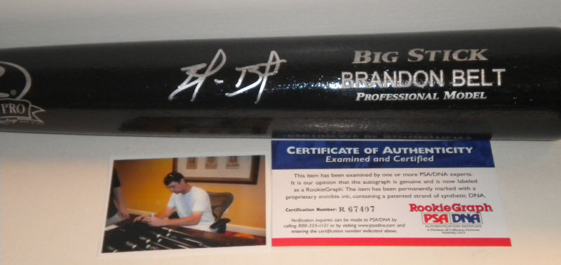 Brandon Belt San Francisco Giants ROOKIE Auto Signed Bat PIC PSA/DNA COA