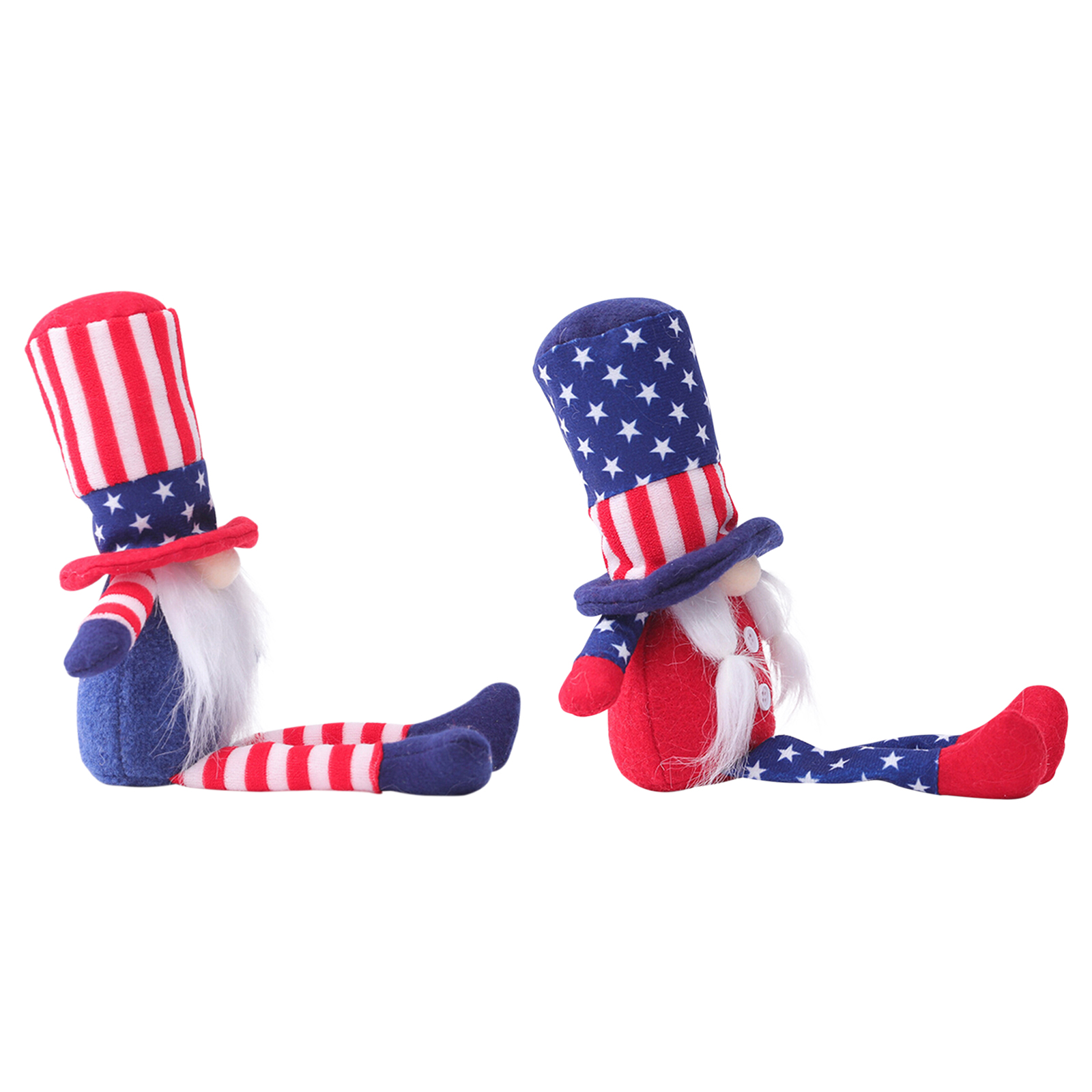 

American Flag Patriotic Gnome, Handmade Dwarf Plush Doll for Veterans Day, White five-pointed star long-legged female model, 501 Original