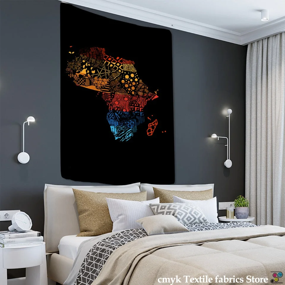 World Map Tapestry High-Definition Map Fabric Wall Hanging Decor Watercolor Map Letter Polyester Table Cover Yoga Beach towel