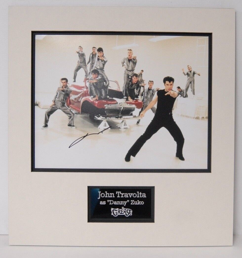 John Travolta Signed 14X11 Photo Poster painting Mounted Photo Poster painting Display Danny Zuko AFTAL COA (A)