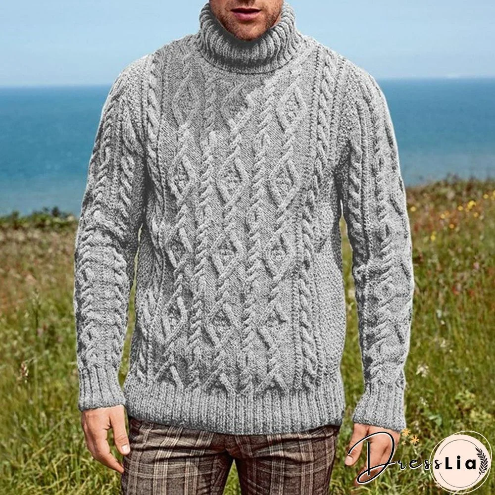 Sweater Men's High Neck Knitted Sweater