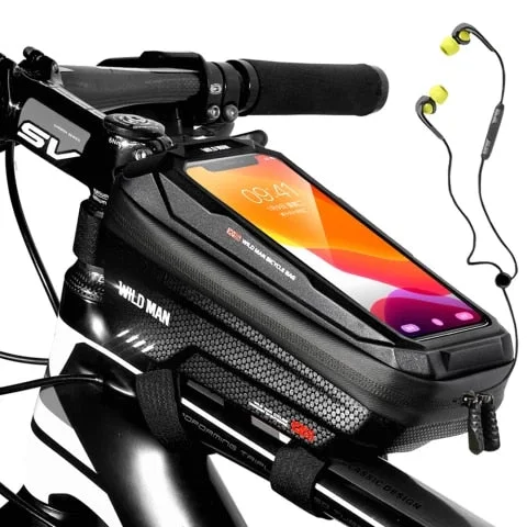 Pornhint WILD MAN New Bike Bag Frame Front Top Tube Cycling Bag Waterproof 6.6in Phone Case Touchscreen Bag MTB Pack Bicycle Accessories