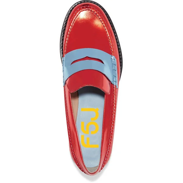 Red on sale shiny loafers