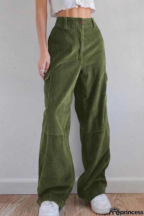 Pockets Corduroy Bell Pants