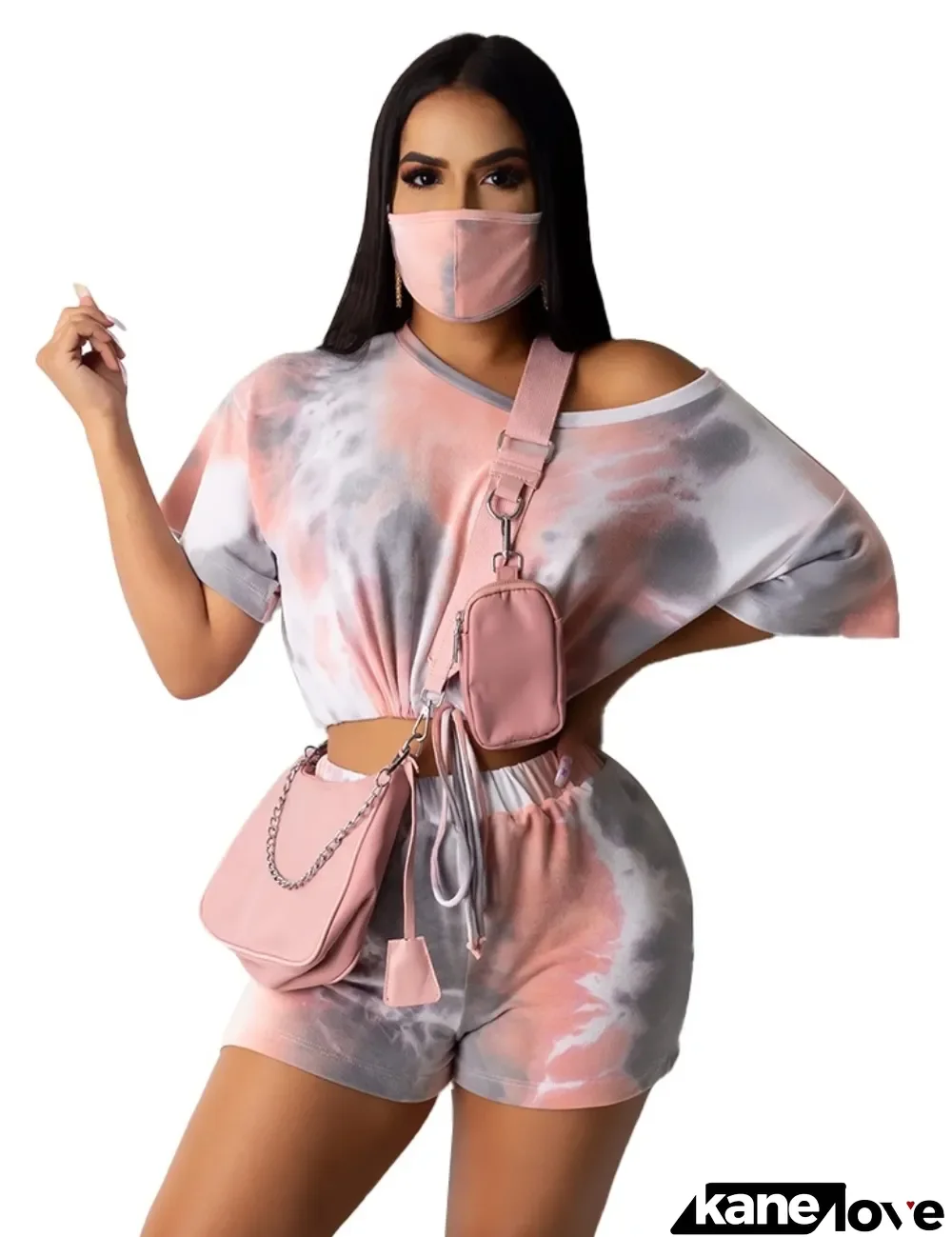 Summer Casual Tie Dye Two Piece Shorts Set