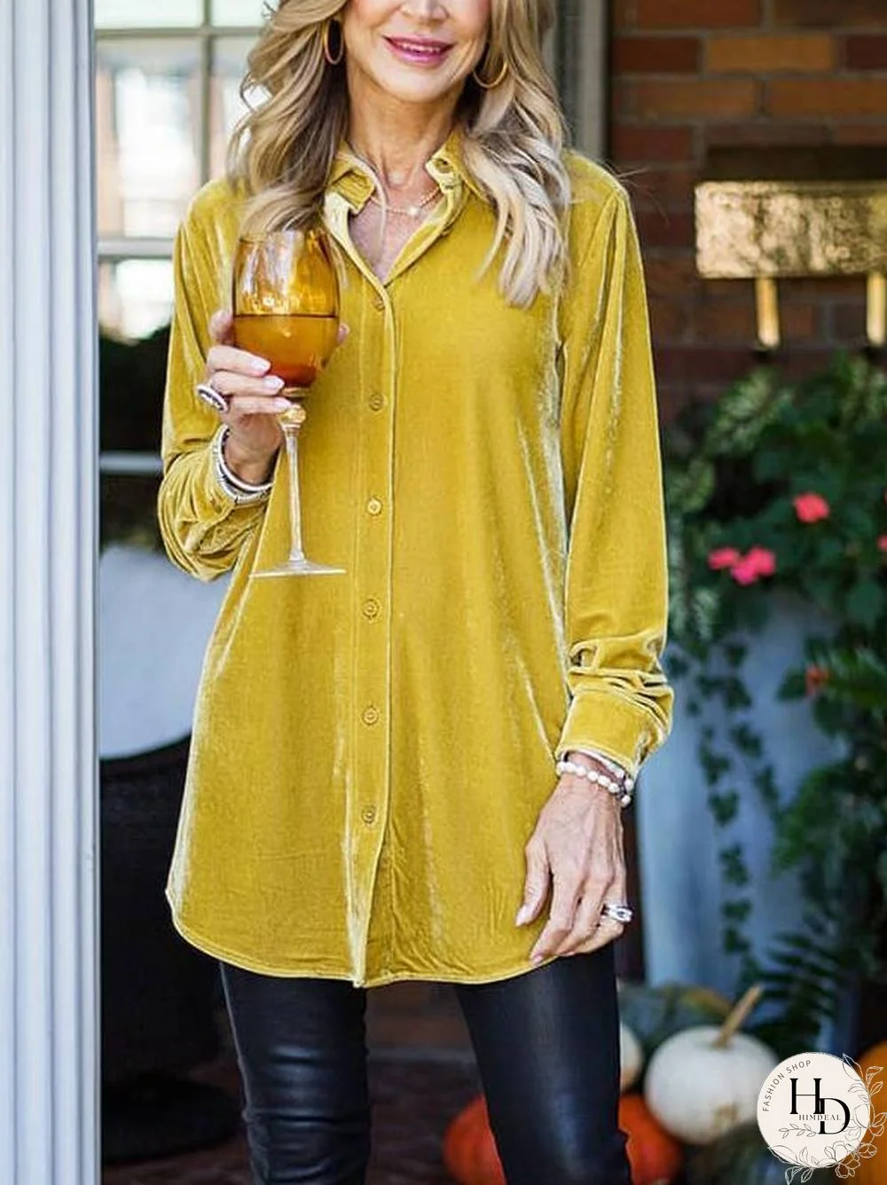 Long Sleeve Loose Velvet Shirt