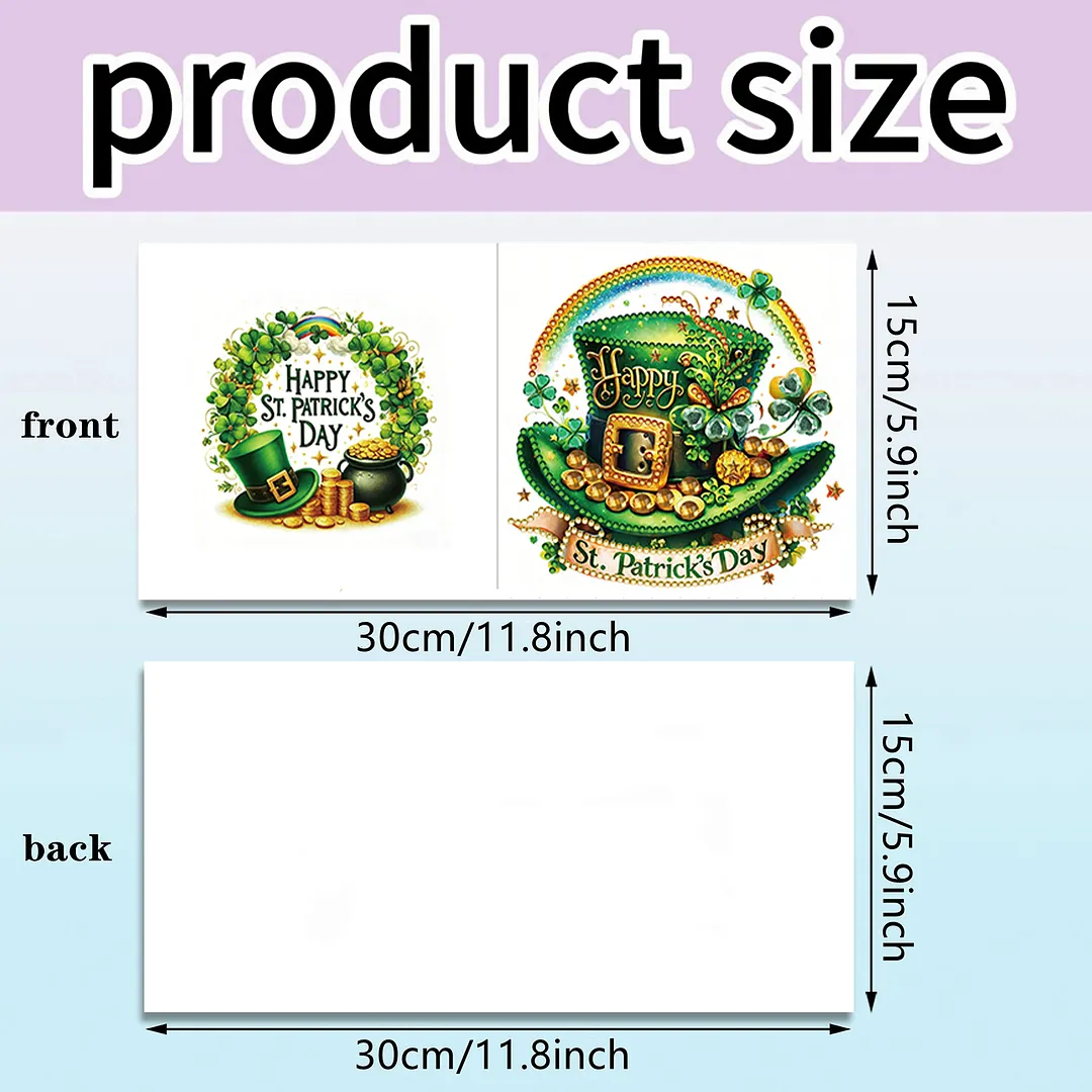 6Pcs Happy St.Patrick Day DIY Diamond Painting Greeting Card Set with Envelopes Diamond Art Handmade Cards for Beginner Adult Holiday Gifts