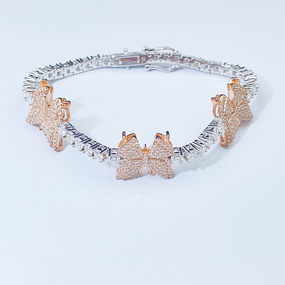 925 Sterling Silver Moissanite Butterflies Tennis Bracelet