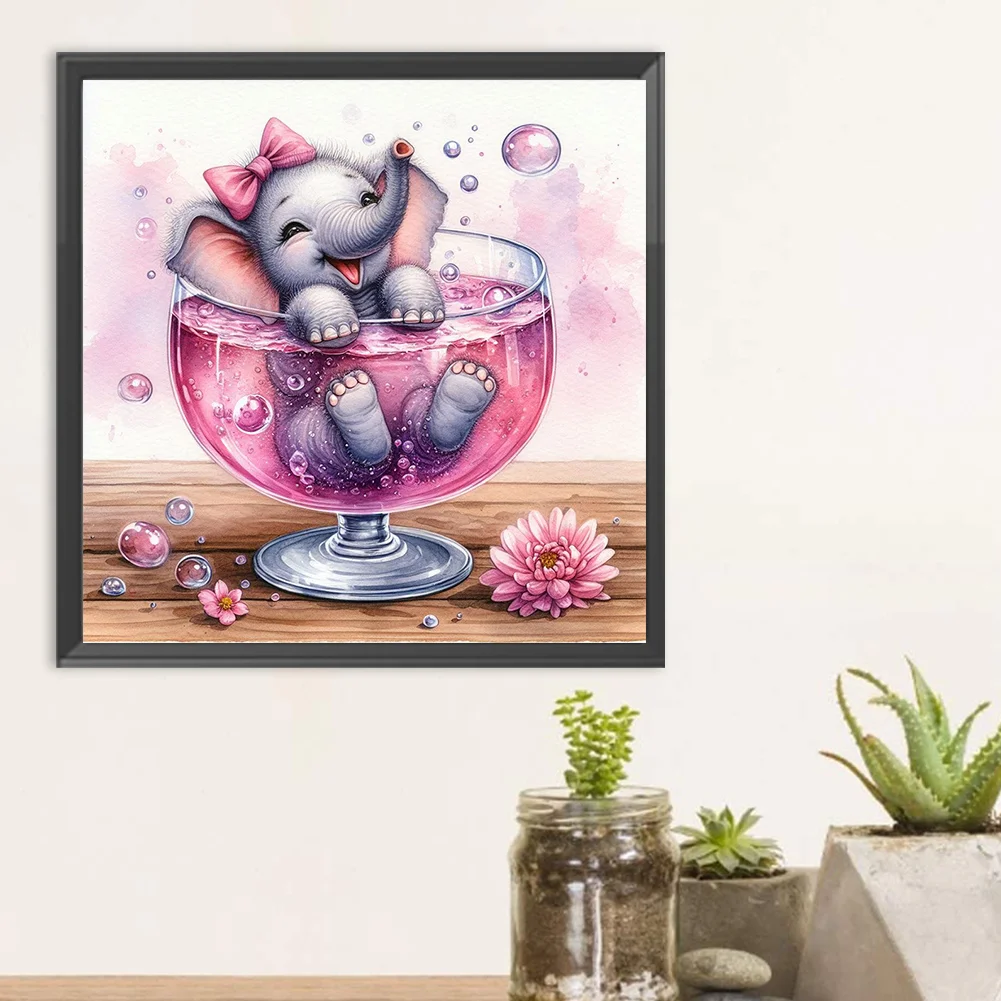 Diamond Painting - Full Round Drill - Cup Elephant(Canvas|30*30cm)