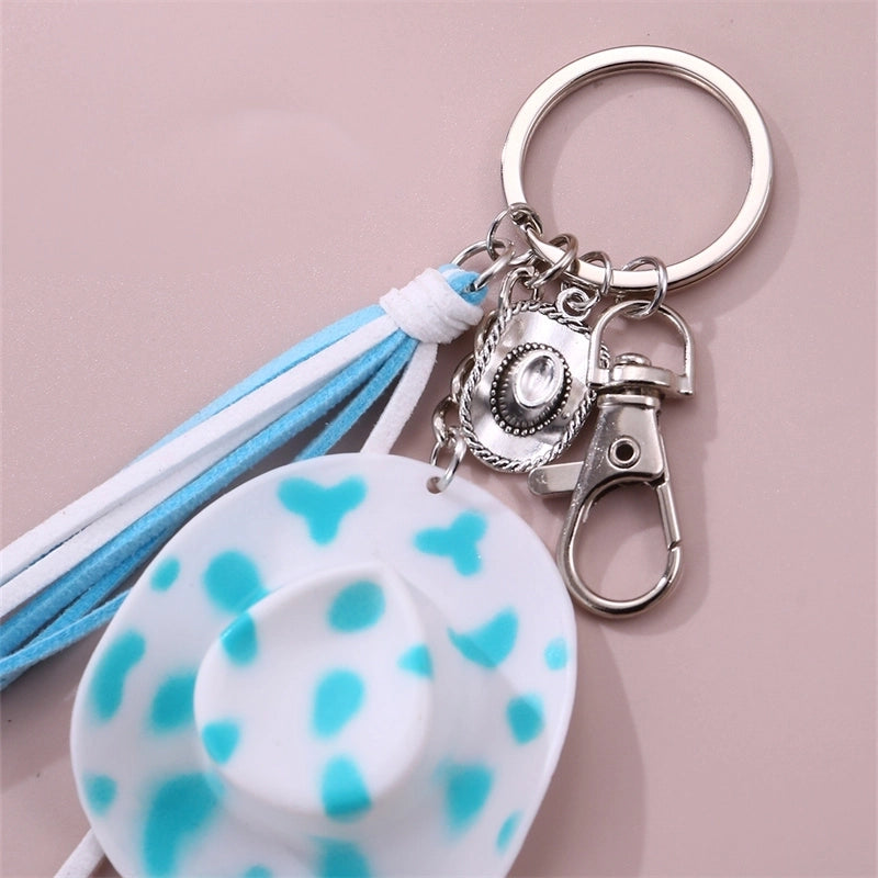 Casual Preppy Style Minimalist Hat Alloy Plastic Tassel Bag Pendant Keychain