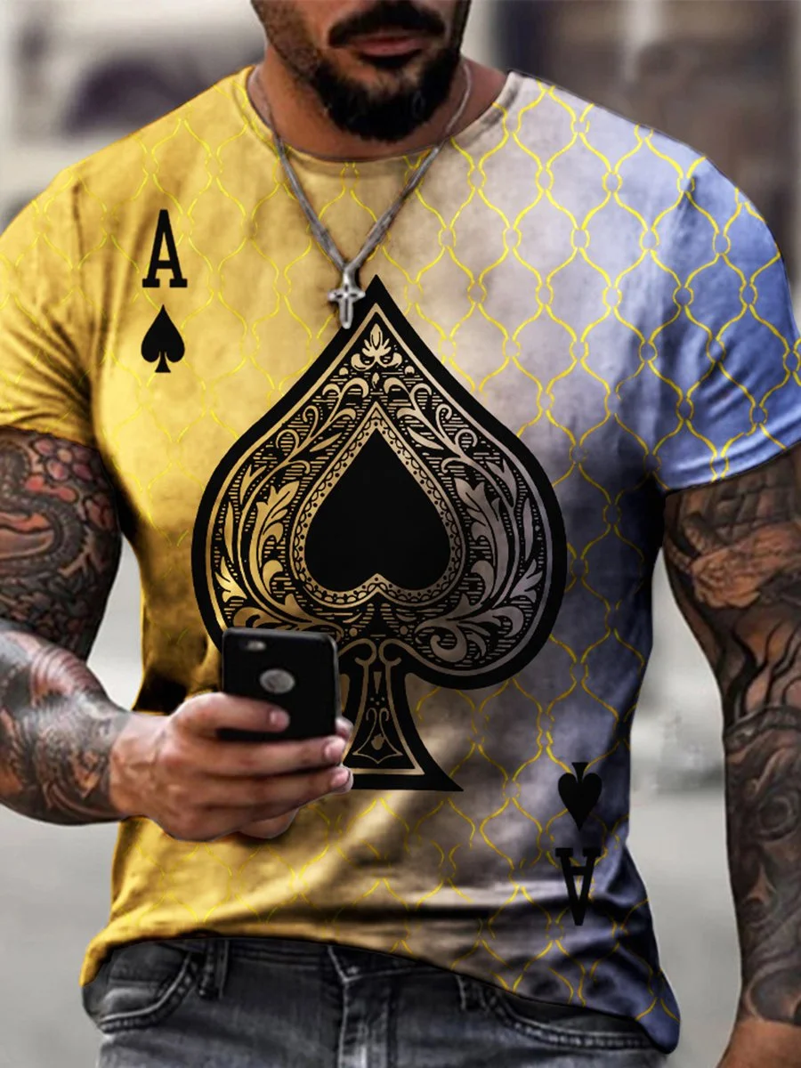 Men's White Ace of Spades Short Sleeve