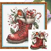 (US Only)Xmas Boot Printed Cross Stitch Kit 40x40cm DIY 11CT Embroidery Craft Set Art