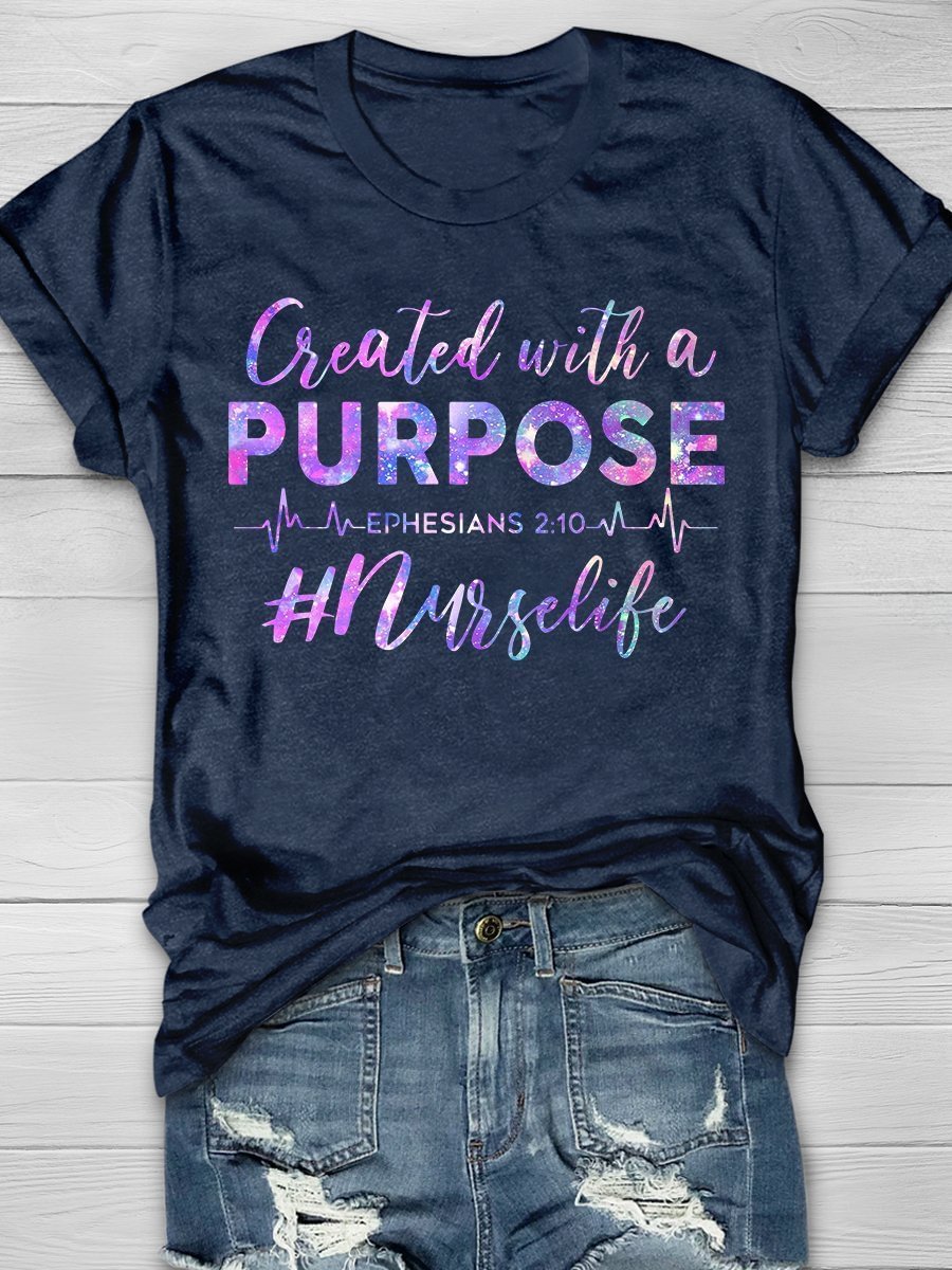 Created With A Purpose Print Short Sleeve T-shirt