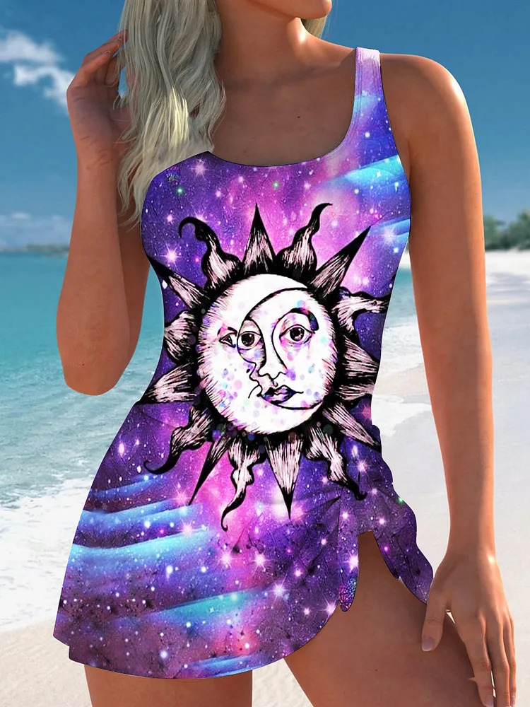 Women's Vintage Helios Star Pattern One-piece Swimsuit