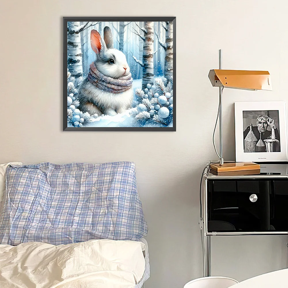 Diamond Painting - Full Round Drill - Winter Rabbit(Canvas|30*30cm)