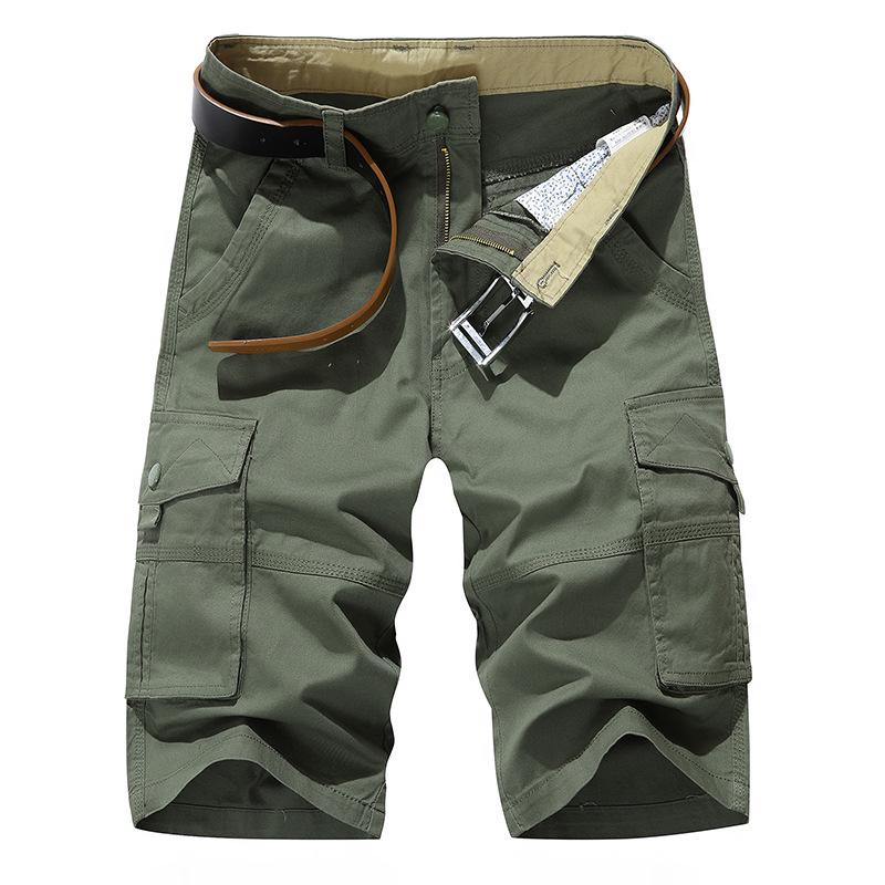 Summer Casual Men 's Multi -pocket Overalls Shorts Cotton Five -point Pants Plus Size Loose Pants