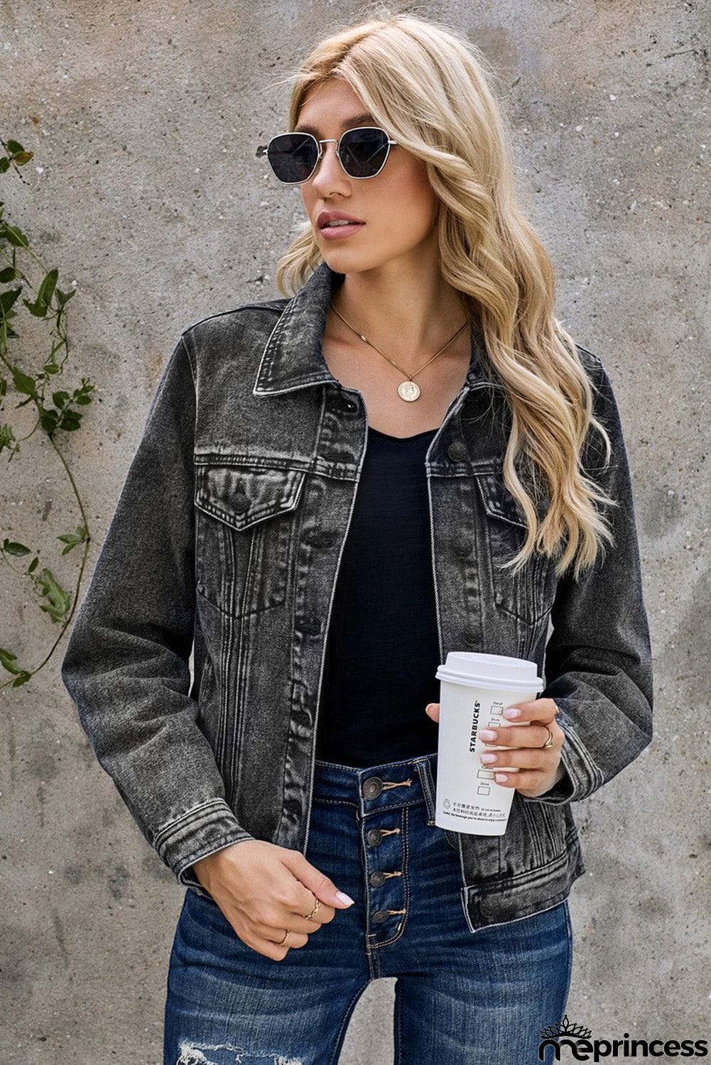 Wash Button Pocket Denim Jacket