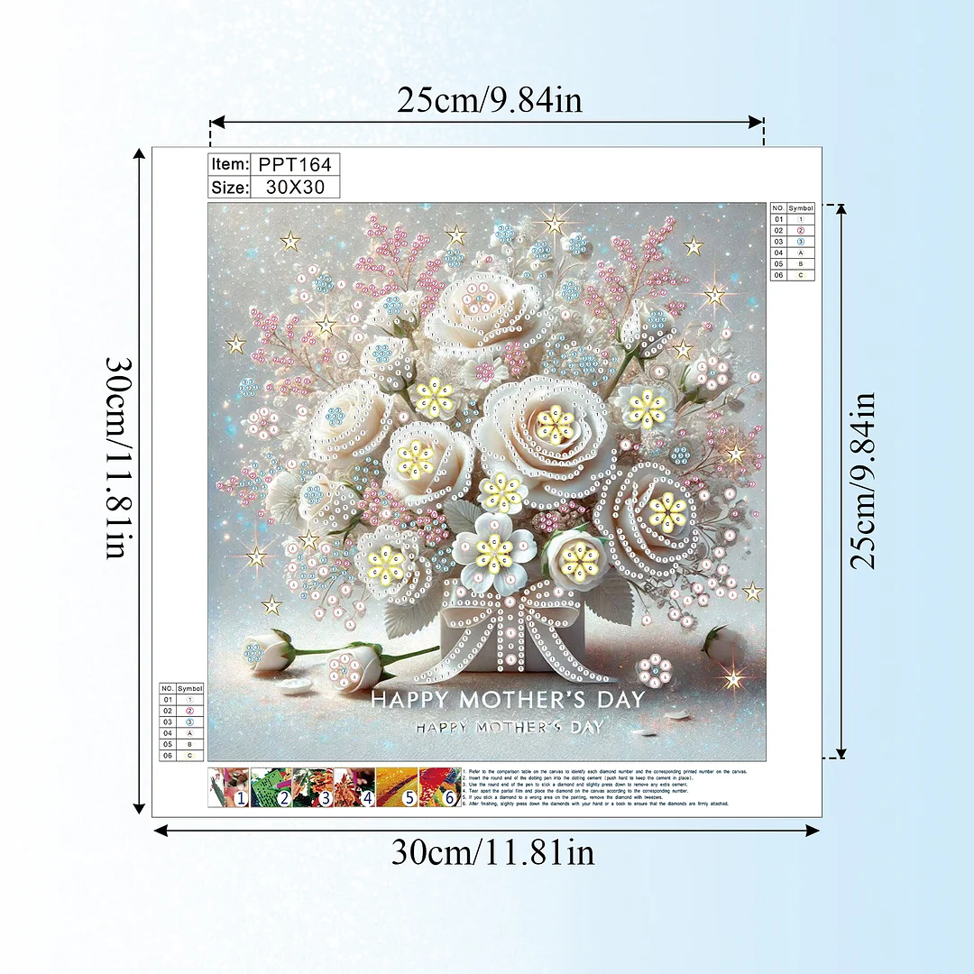 Diamond Painting - Partial Special Shaped Drill - White Rose Mothers Day(Canvas|30x30cm)