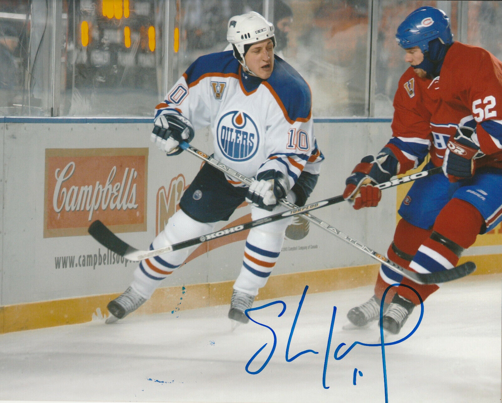 SHAWN HORCOFF SIGNED EDMONTON OILERS 2003 HERITAGE CLASSIC 8x10 Photo Poster painting! Autograph