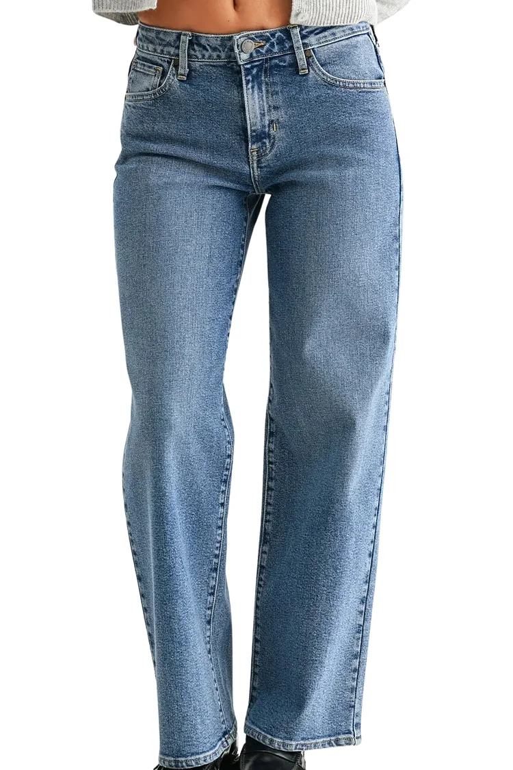 Just Black Mid Rise Slim Wide Leg - Medium Wash