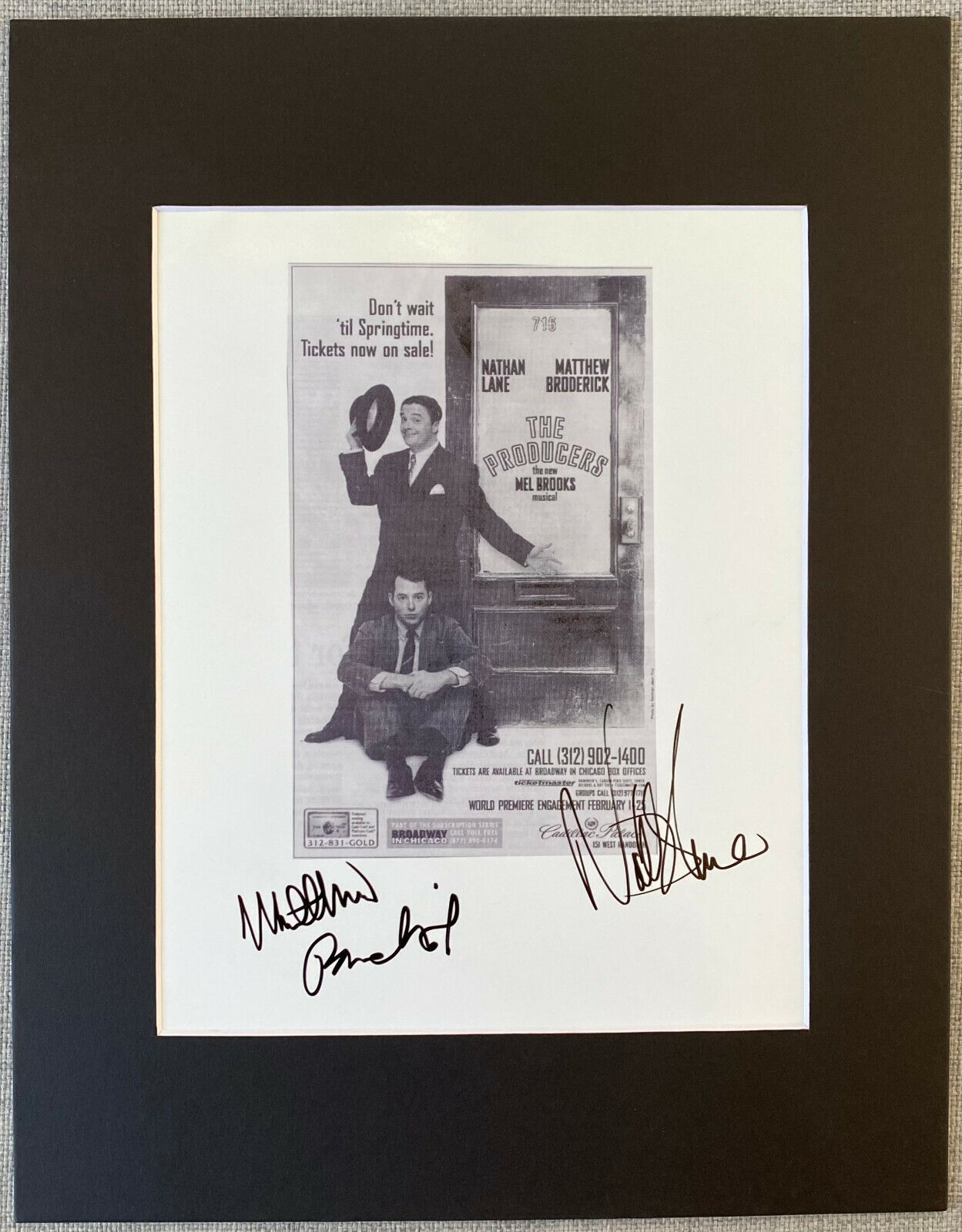 Nathan Lane Signed & Matthew Broderick Signed In-Person Autograph Photo Poster painting Display