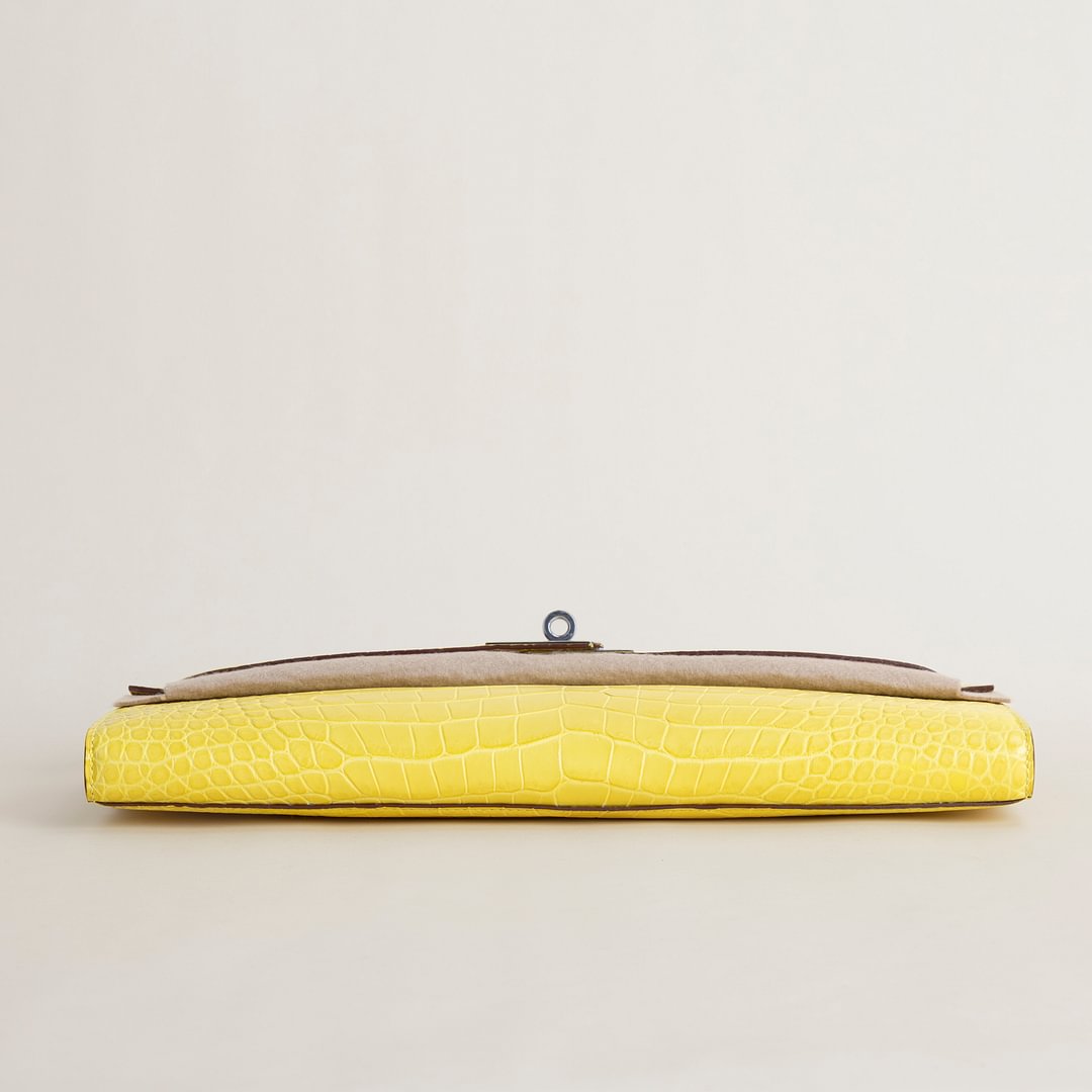 Kelly cut Matte Porosus Crocodile 9R Lime PHW