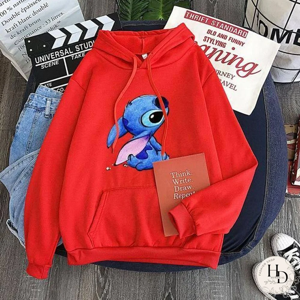 New Hoodie Sweatshirt Women Oversized cartoon Stitch Hoodie couple shirt versatile Sweatshirt Winter Long Sleeve Tops Hoodies