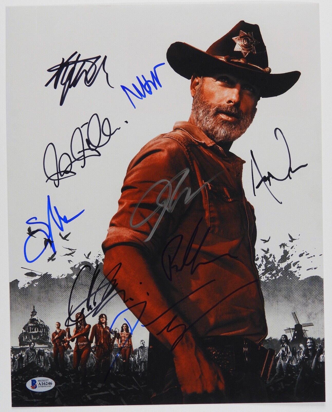 Walking Dead Cast Signed Autograph 11 x 14 Photo Poster painting Beckett signed by 9!