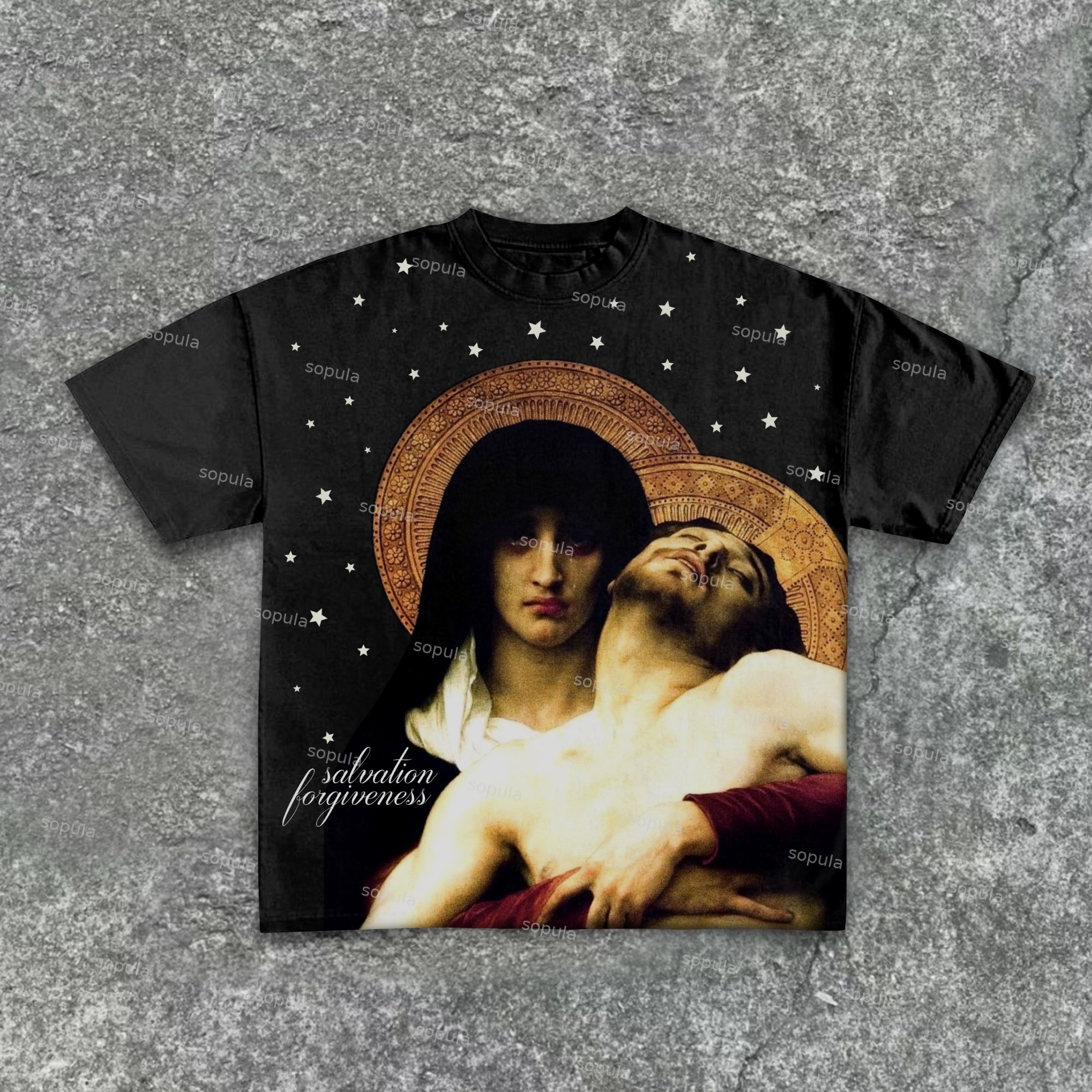 Sopula Jesus & God - Redemption And Forgiveness - Printed Graphic Cotton T-Shirt