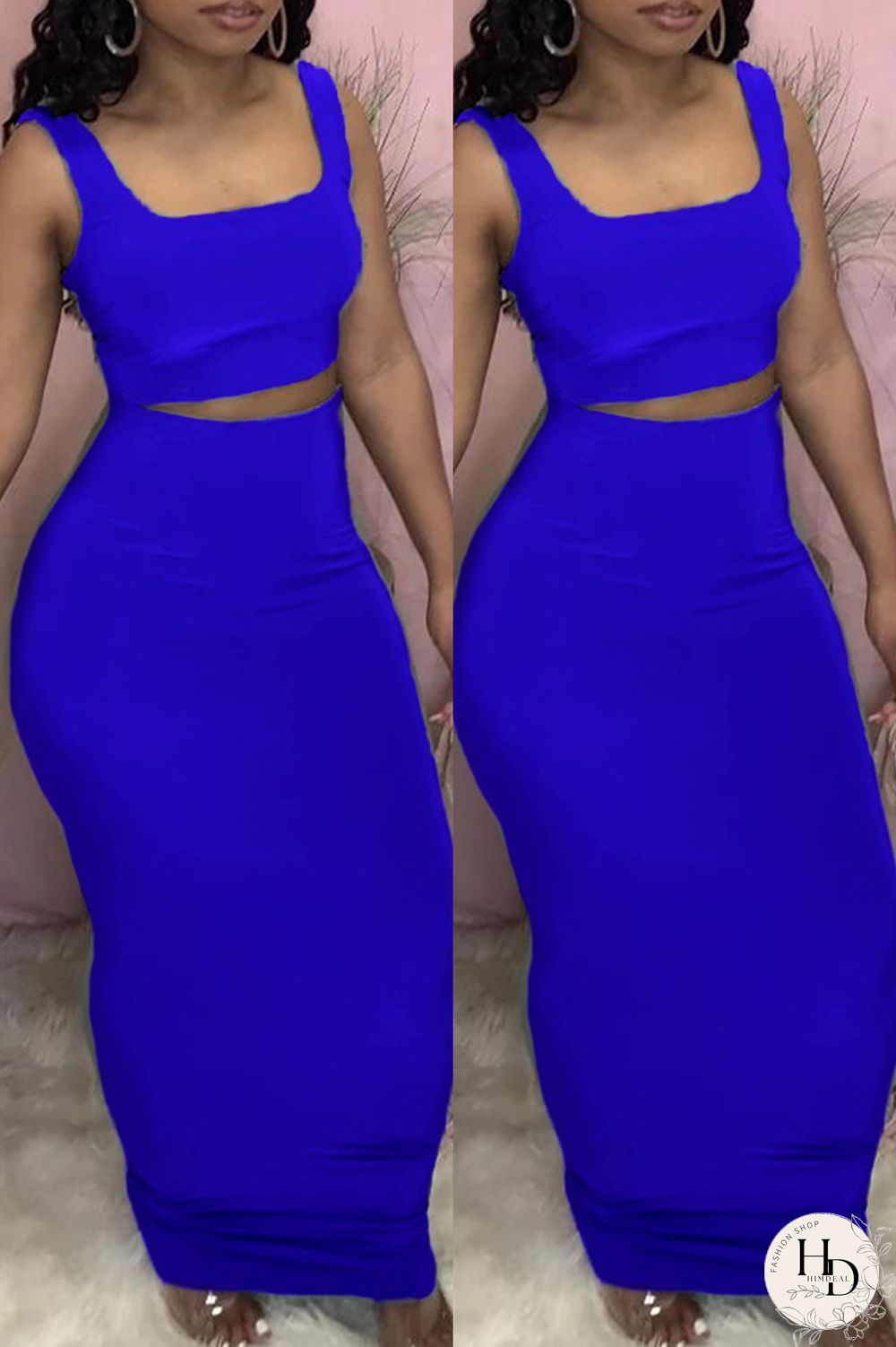 Yellow Casual Solid Vests Square Collar Sleeveless Two Pieces