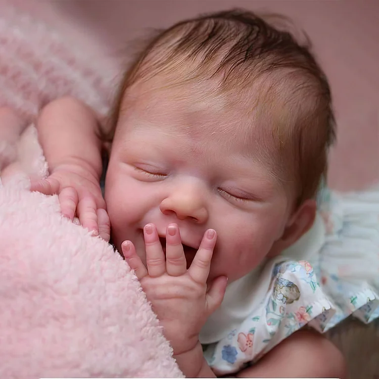 Sleeping Smile Reborn Girl 20" Supper Lovely Lifelike Reborn Hand-Painted Hair Doll Kirsten with Heartbeat💖 & Sound🔊 Rebornartdoll® RSAW-Rebornartdoll®