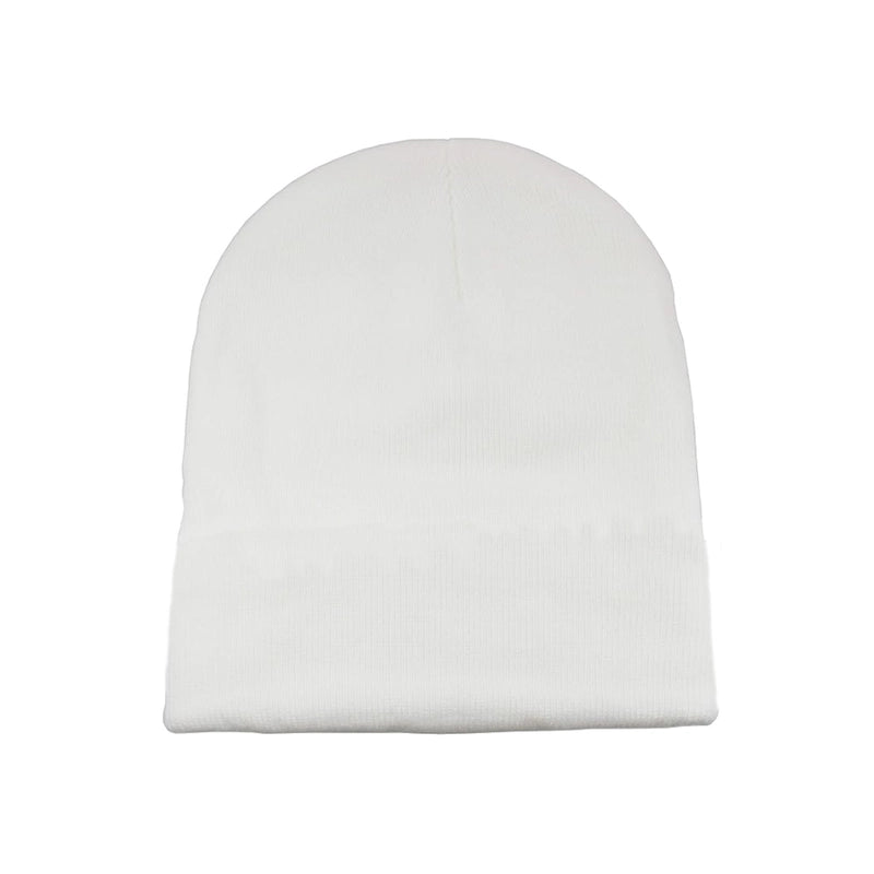Brimless Knitted Beanie No Flanging Solid Color Light Board Hat With Embroidery