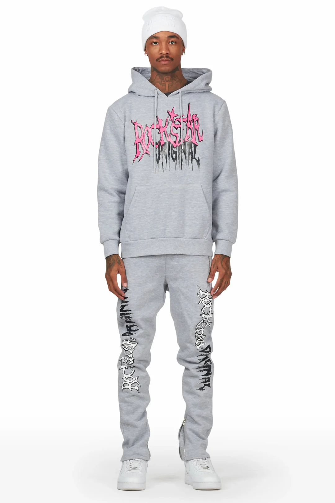 Hawkey Heather Grey Hoodie Slim Fit Track Set