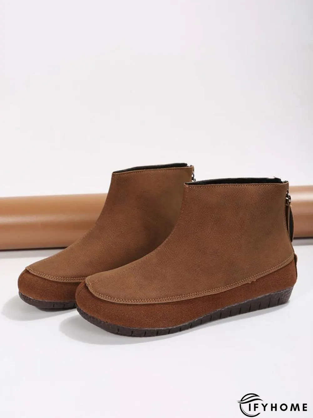 Vintage Plain Split Join Back Zip Boots | IFYHOME