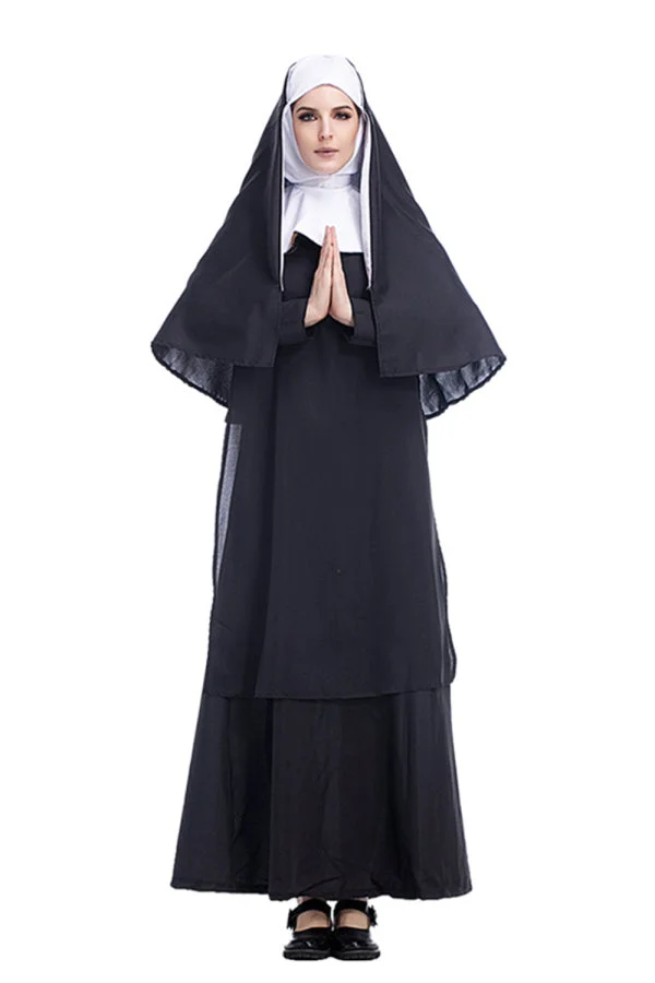 Womens Classic Nun Halloween Costume-elleschic