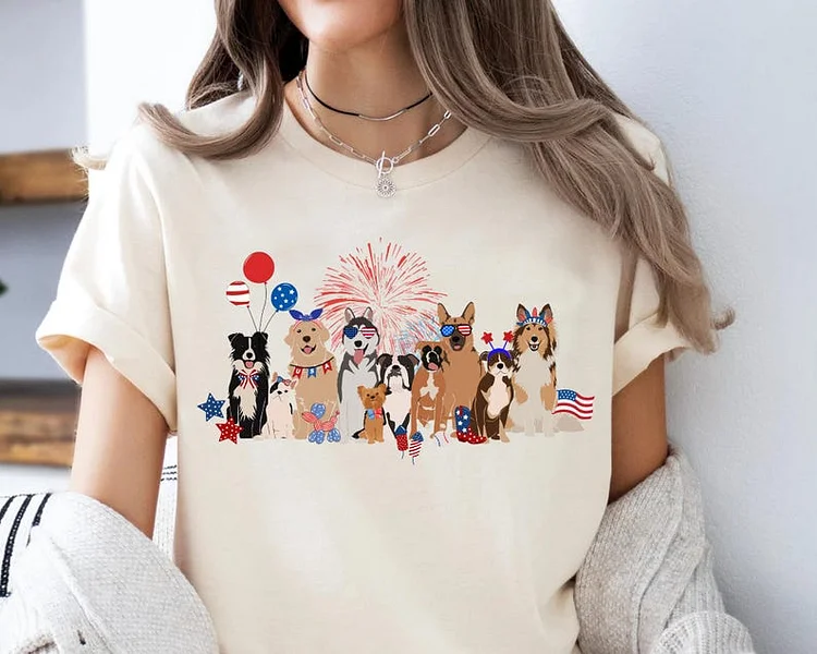 4th of July Dogs Shirt, USA Dogs Shirt, America T-Shirt, Dog Tees for 4th of July, Dog Mom, Dog Dad