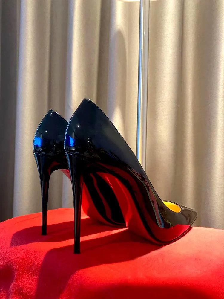 Breakj Breakj Black High-Heeled Women's Fine Heel Sexy Night Scene 2025 Spring And Autumn New Bed Patent Leather Pure Lusty Single Shoes