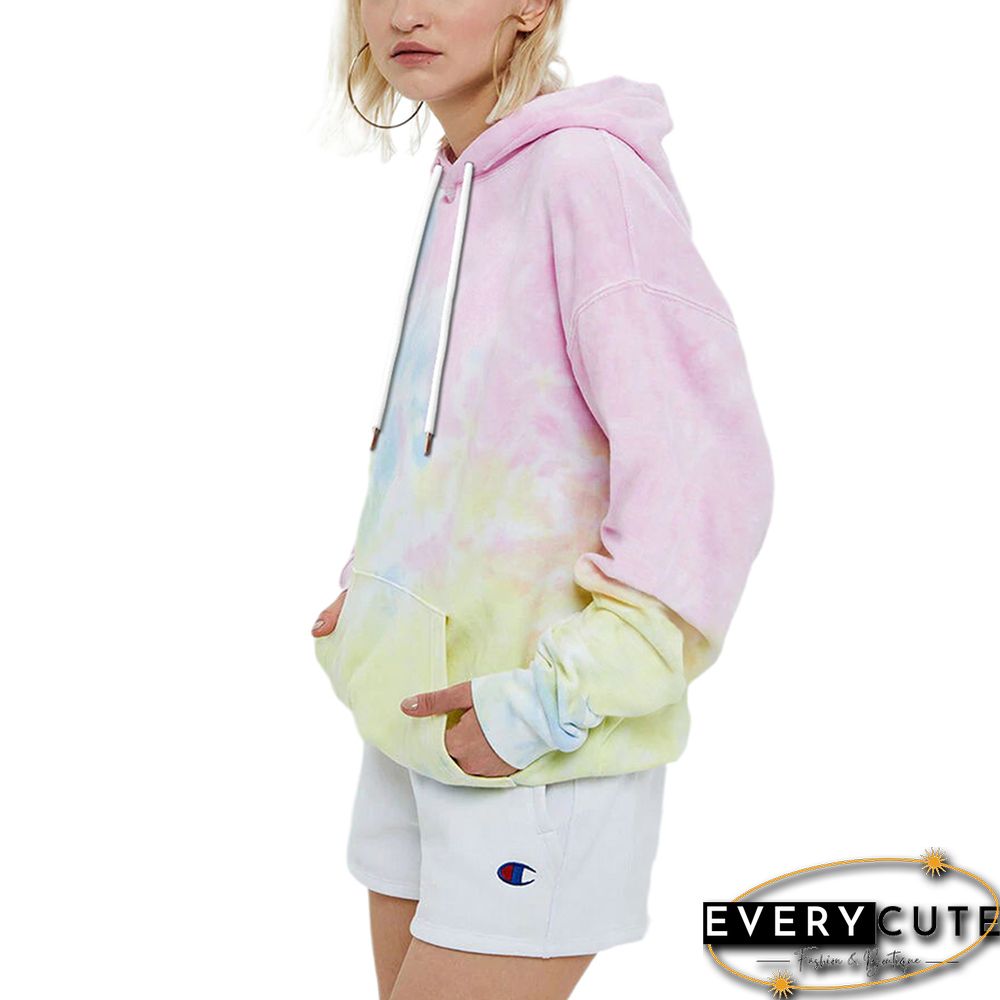 Light Pink Digital Tie-dye Print Hoodie