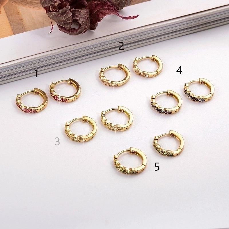 1 Pair Ig Style Minimalist Round Plating Inlay Copper Zircon 18k Gold Plated Earrings