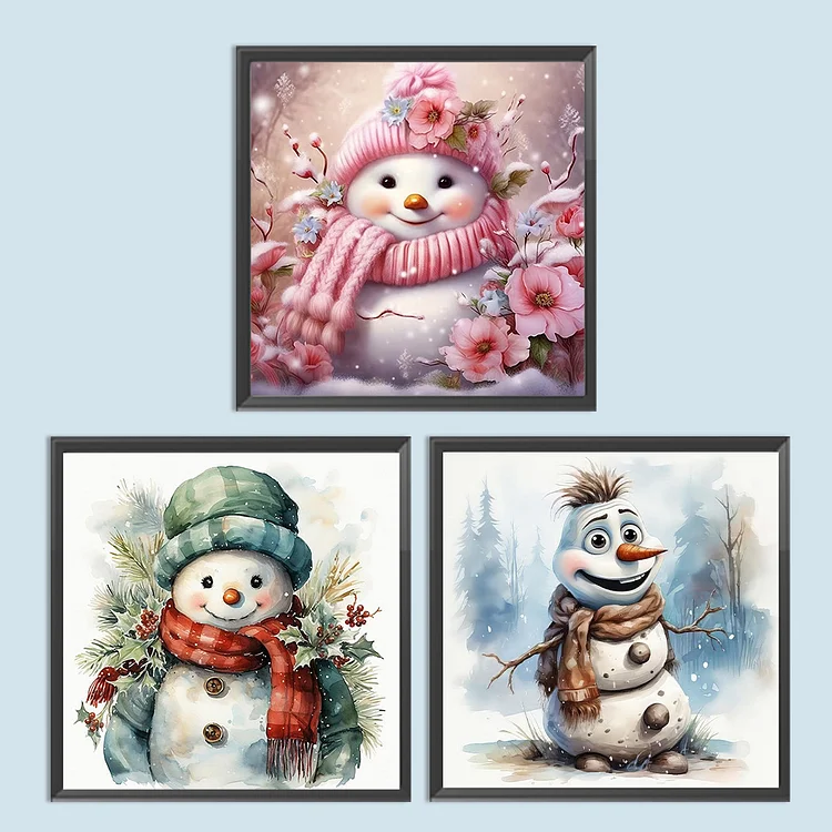  6 Pcs Christmas Winter Snowman Diamond Painting Kits