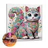 Niedliche Blumen-Mandala-Katze speziell geformte 5D-DIY-Teilbohrer-Diamanten-Punkte, Edelstein-Kunst-Kits mit Rahmen, Diamanten-Gem&auml;lde, Edelstein-Kun