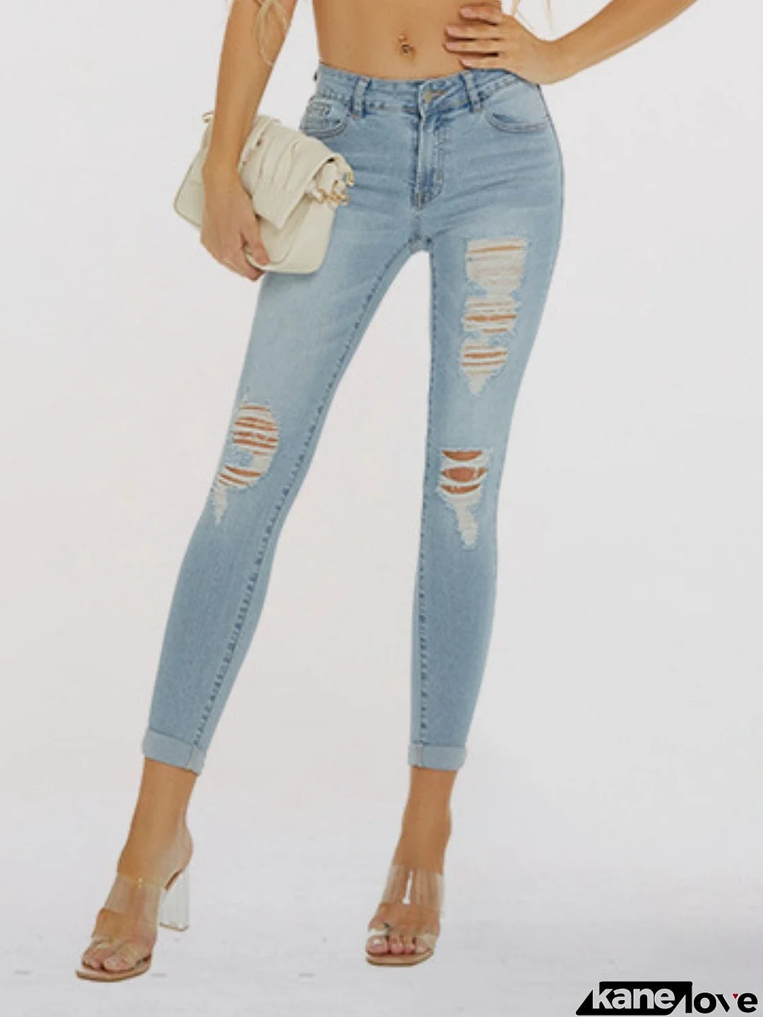 Distressed Skinny Cropped Jeans